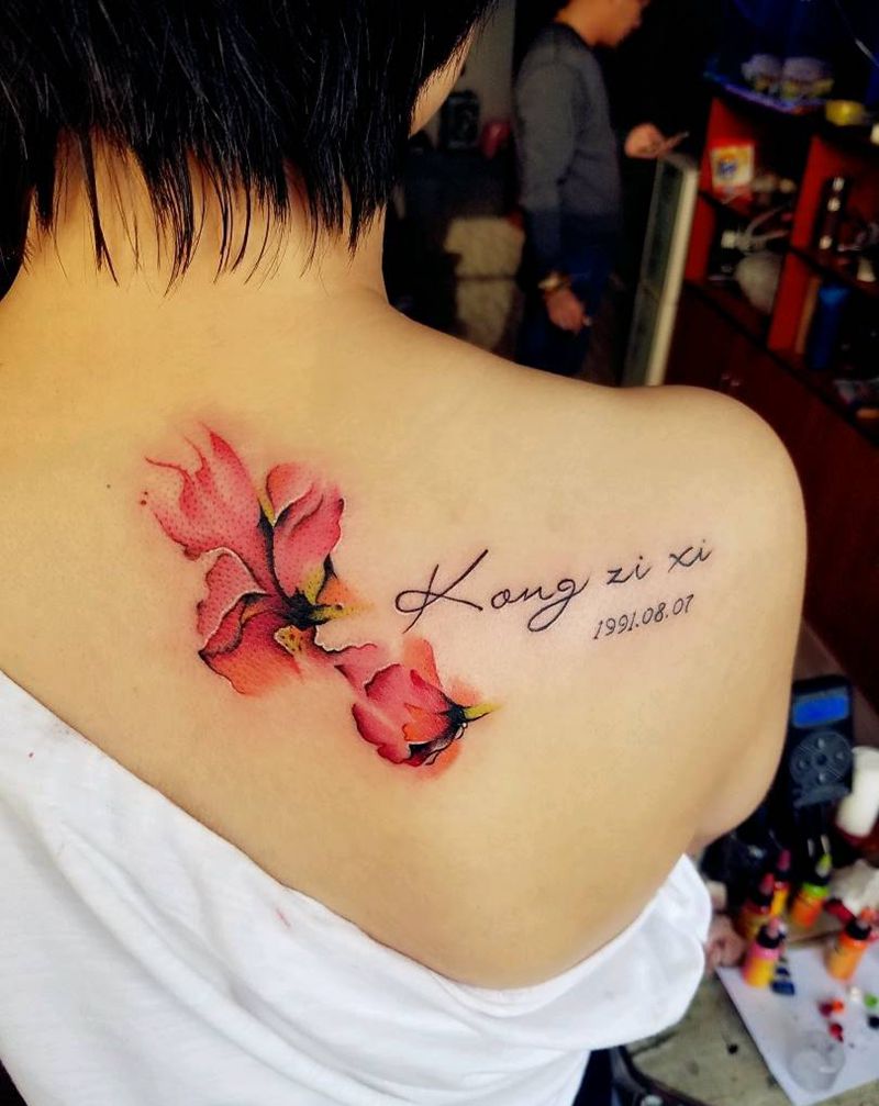 彩色罂粟纹身图片