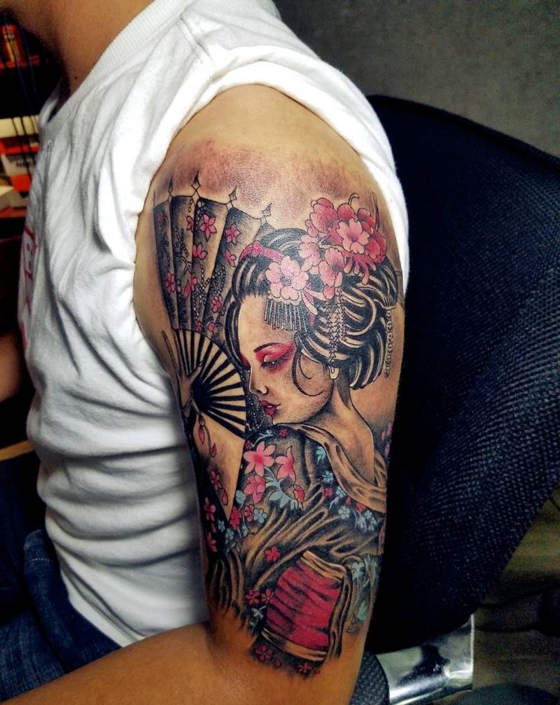 传统艺妓纹身图片