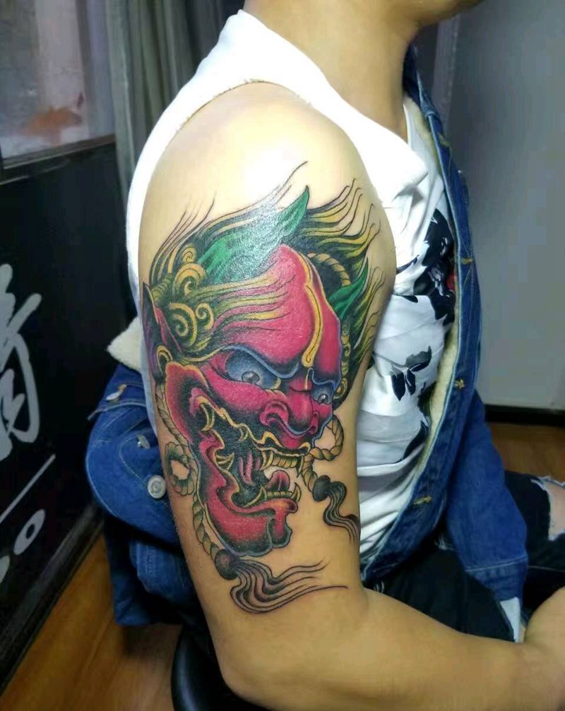 彩色般若纹身图片