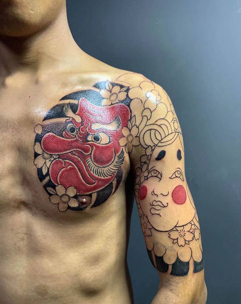 （天狗.啊多福）纹身图片_胸部手臂老传统纹身图案