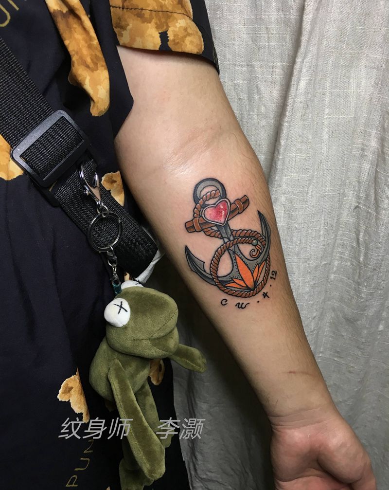 school船锚纹身图片_手臂Old School纹身图案