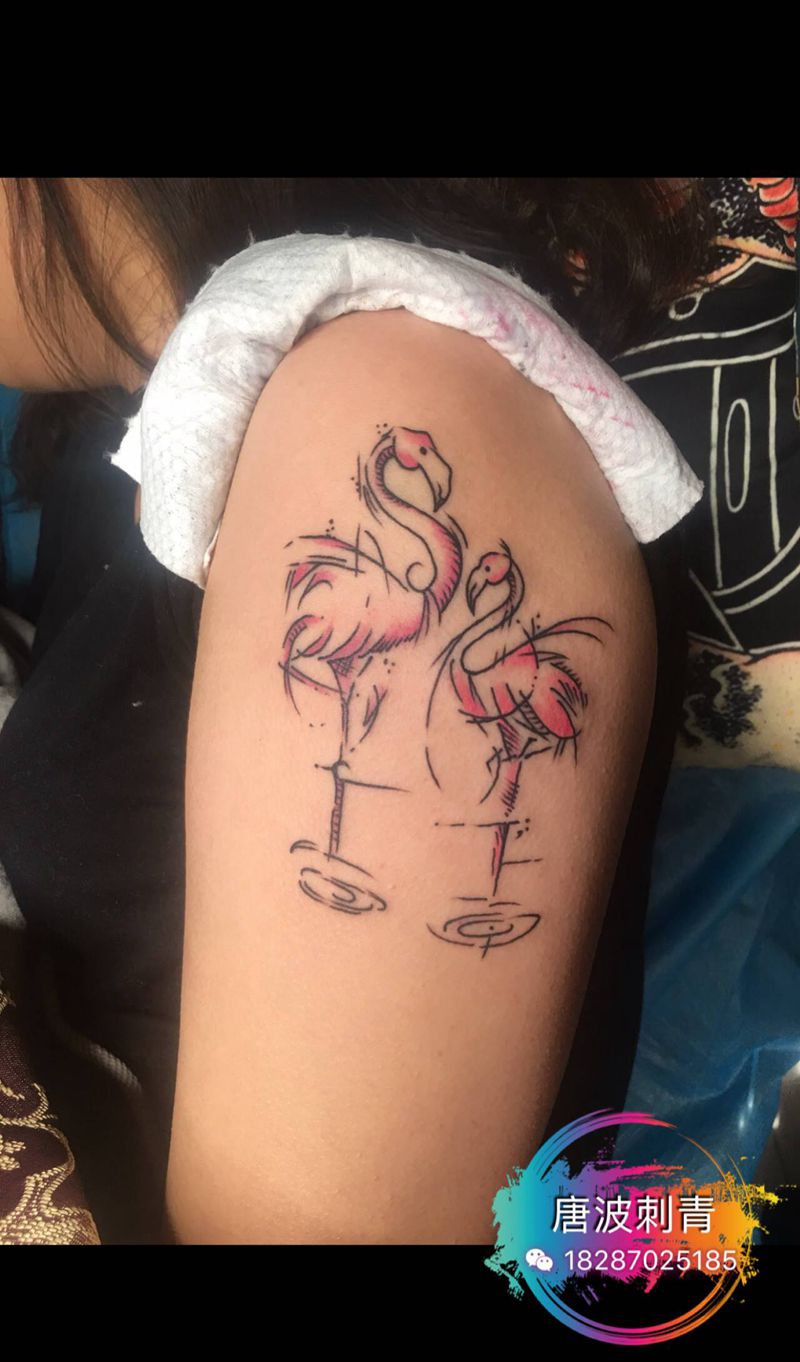 火灵鸟纹身图片_手臂水彩纹身图案