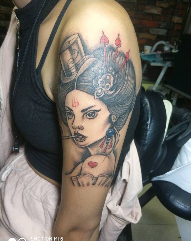 客人要求加的这彩色纹身图片