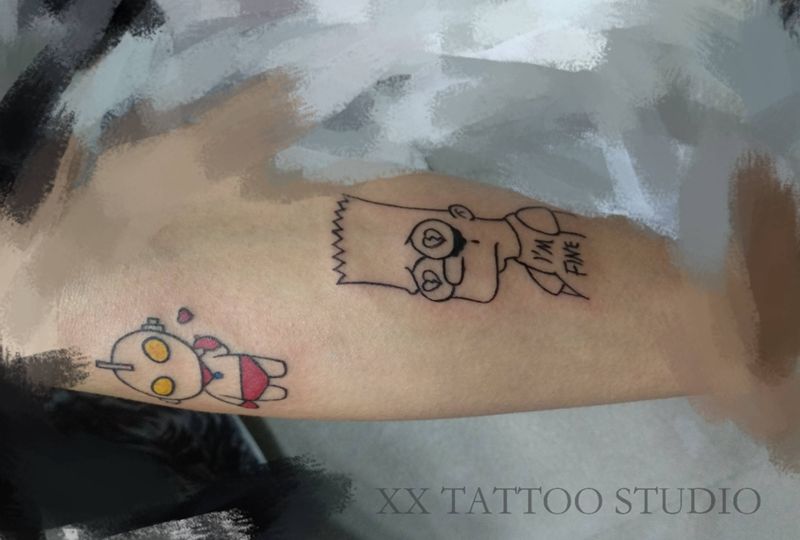 近期工作纹身图片_手臂腹部新传统纹身图案