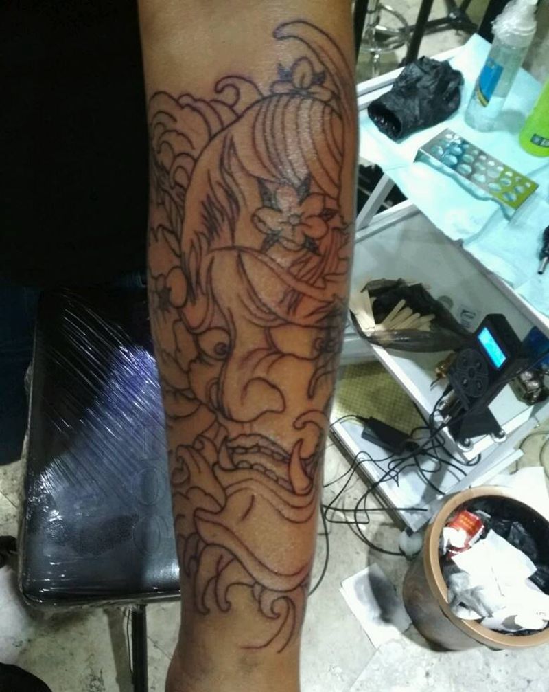 般若线条纹身图片