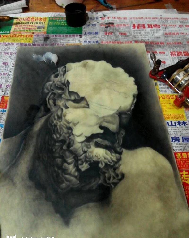 石膏人像纹身图片