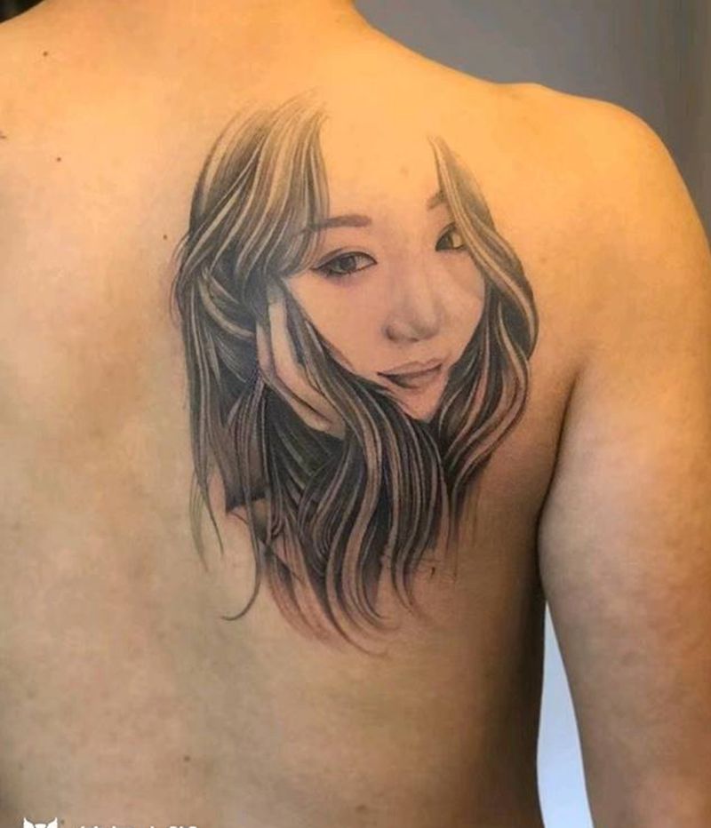 头像纹身图片_背部欧美写实纹身图案