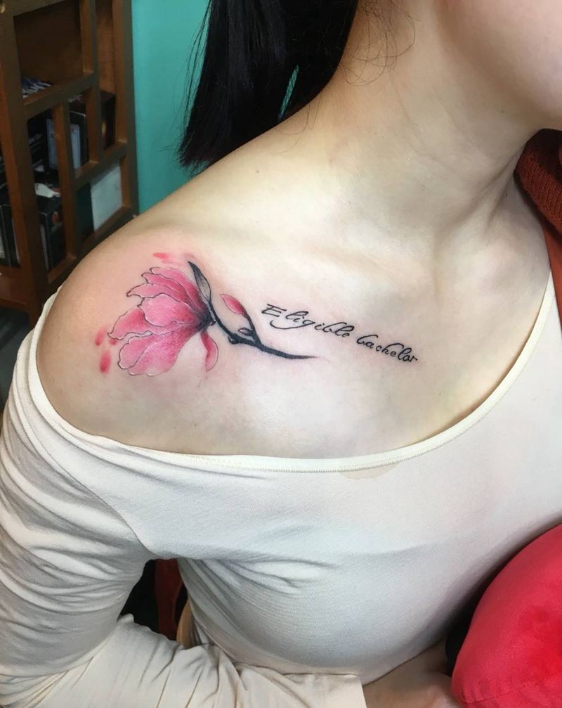 小清新花+英文.纹身图片