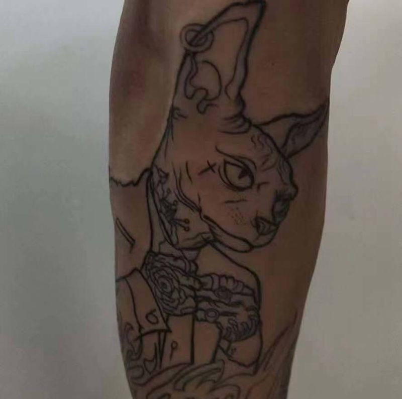 社会猫纹身图片_手臂纹身图案
