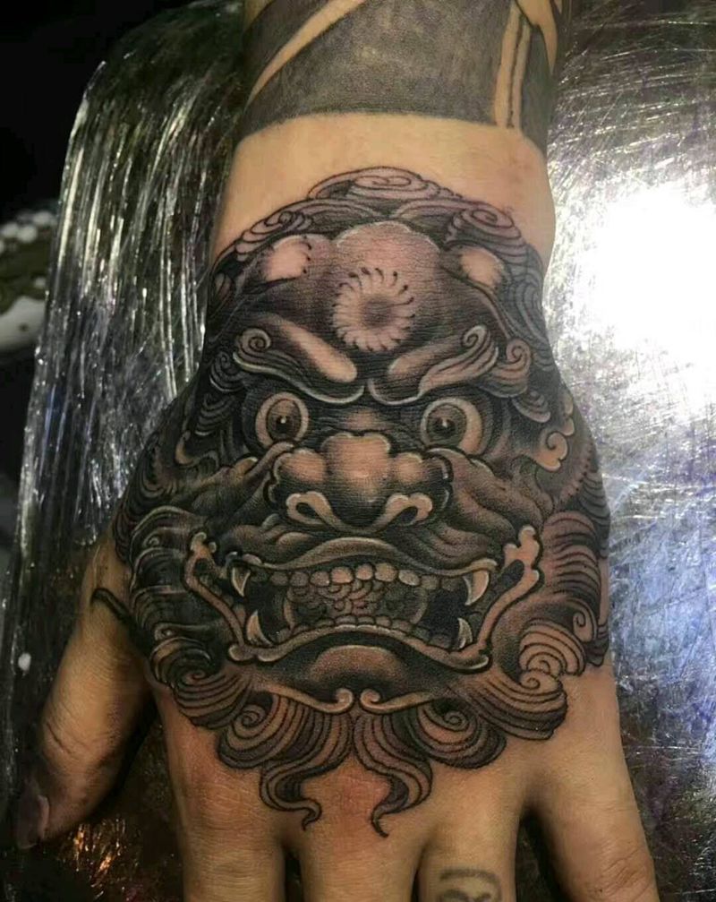 唐狮遮盖！纹身图片