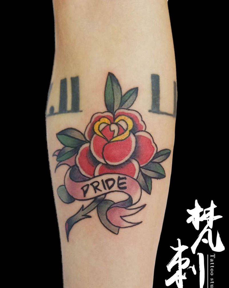 玫瑰纹身图片_Old School纹身图案