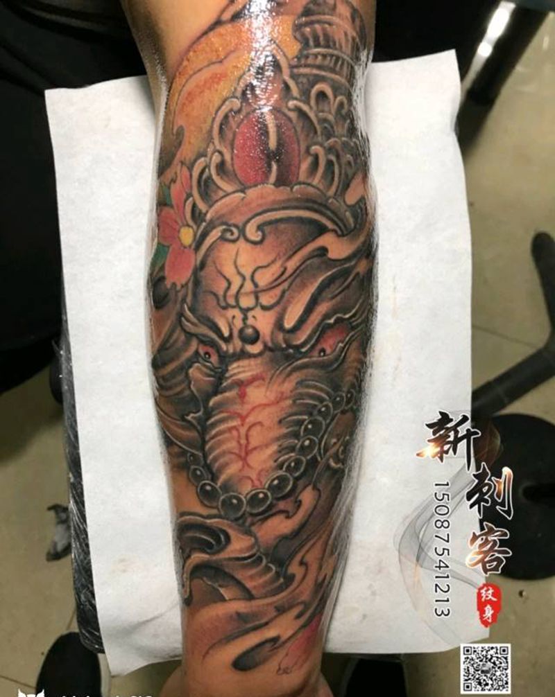 象神纹身图片_手臂纹身图案