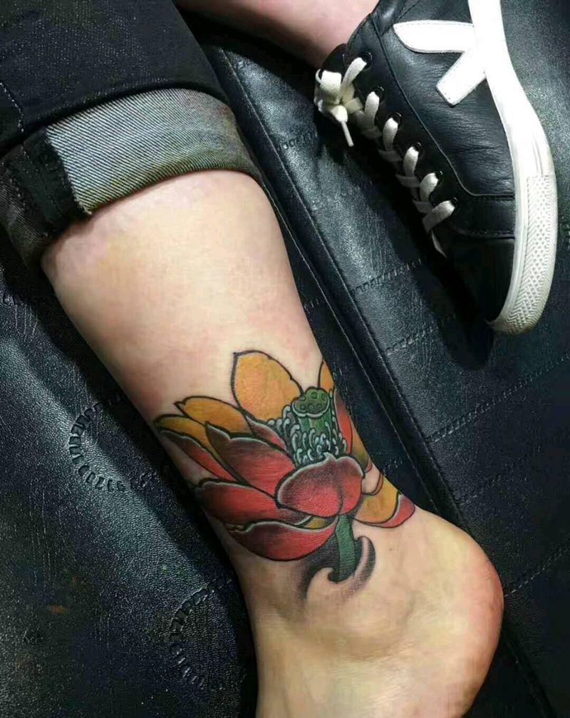 莲花遮盖纹身图片