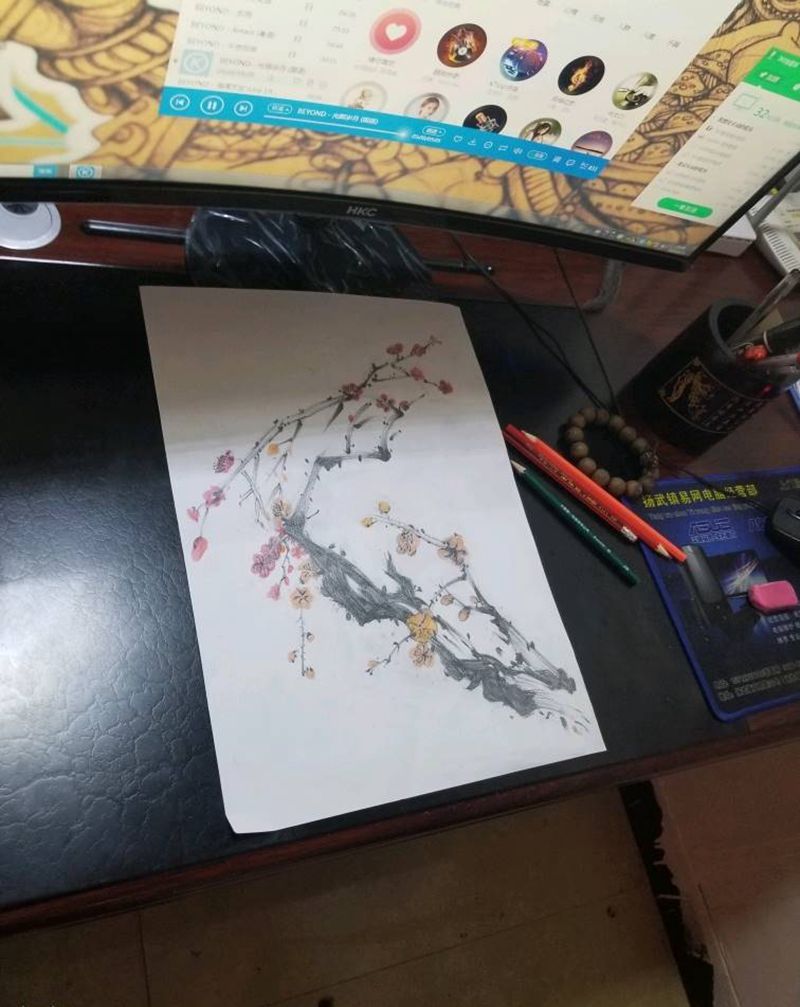 一棵树纹身图片_腰部水墨水彩纹身图案