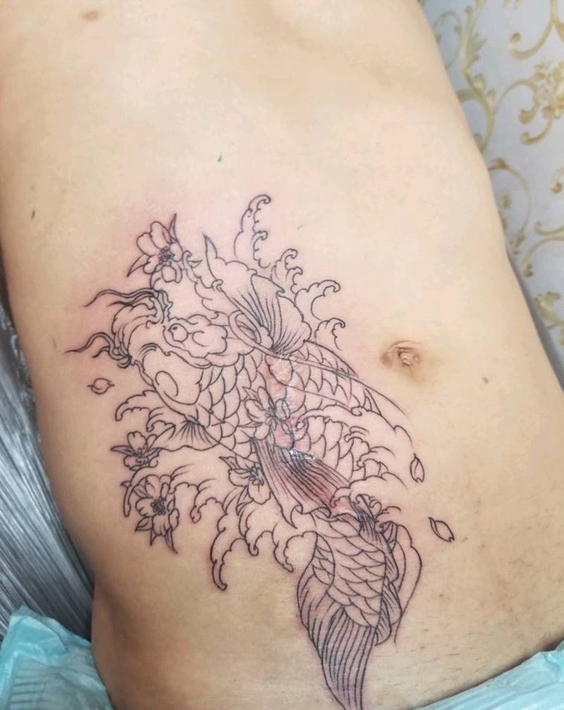 盖巴痕纹身图片_腹部新传统纹身图案