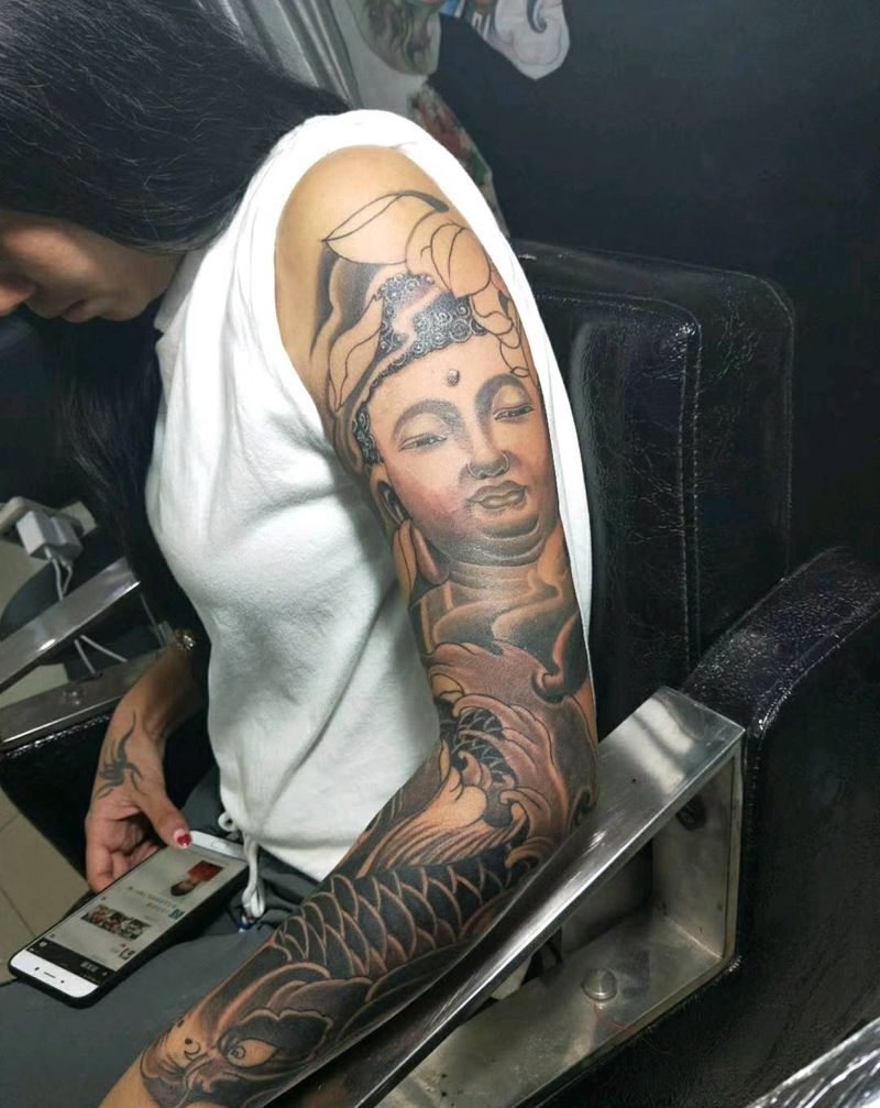 花臂，未完纹身图片