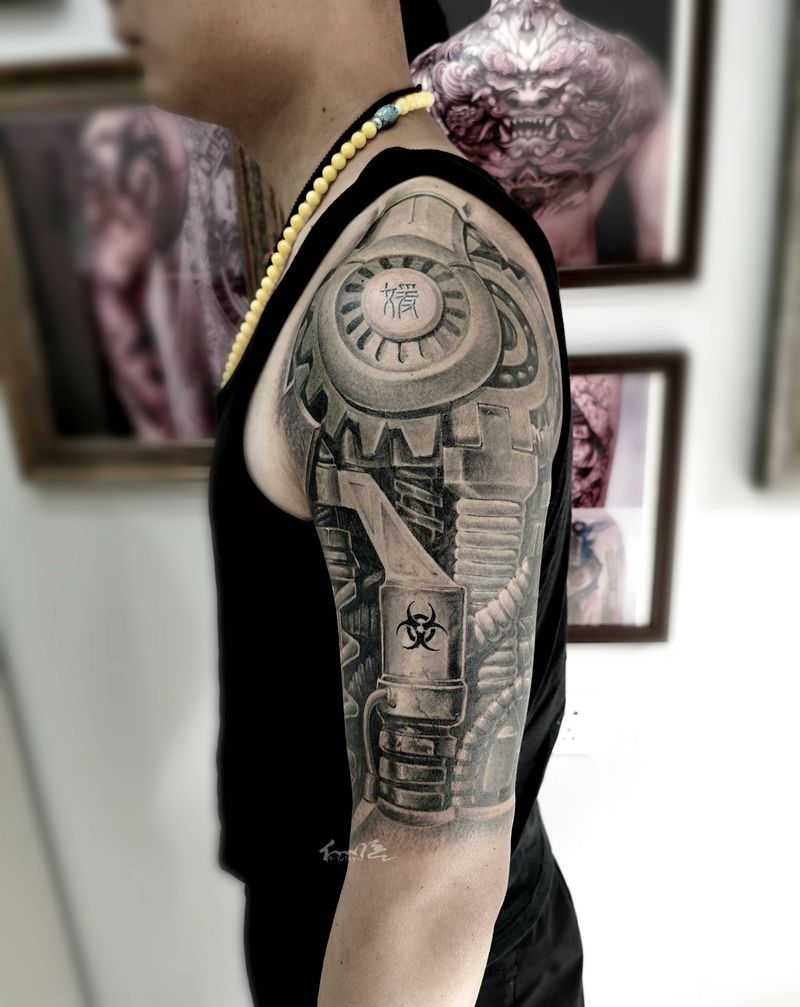 机械臂纹身图片_手臂欧美写实纹身图案