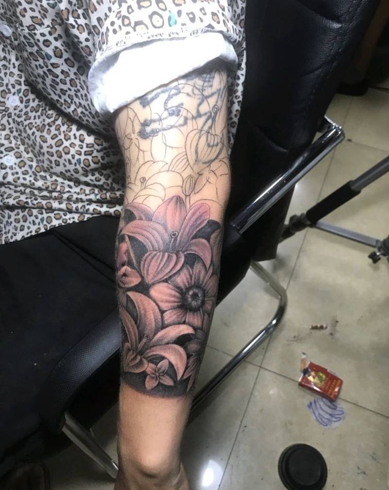 花臂进度纹身图片_手臂纹身图案