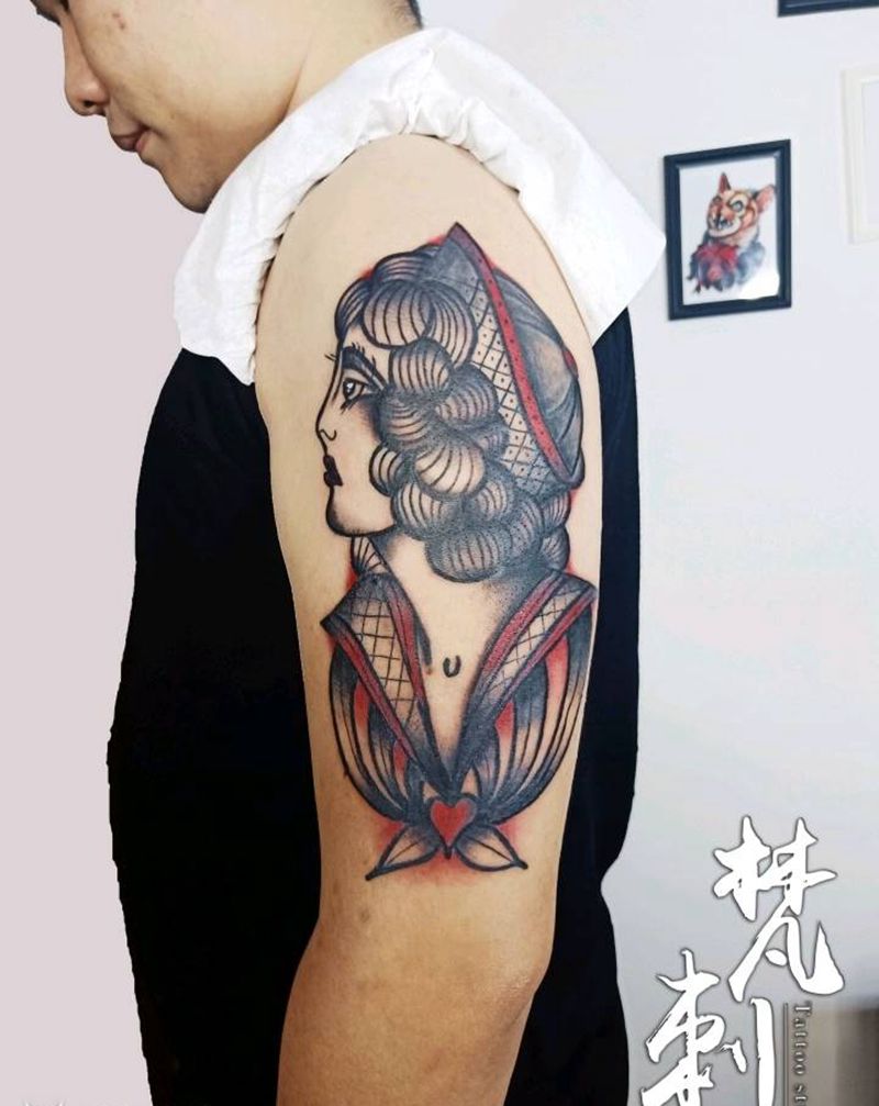 Oldschool女郎（完）纹身图片_手臂Old School纹身图案