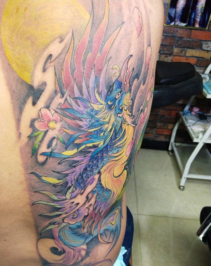 凤凰未完成，恢复后细节！纹身图片