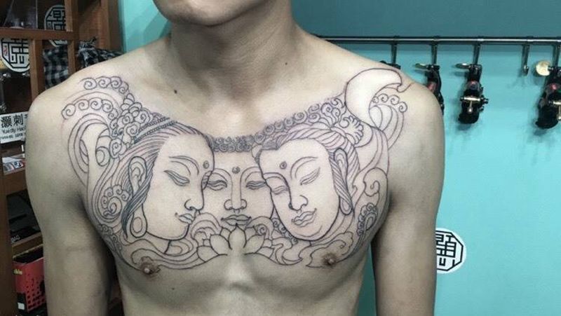 三面佛·割线纹身图片