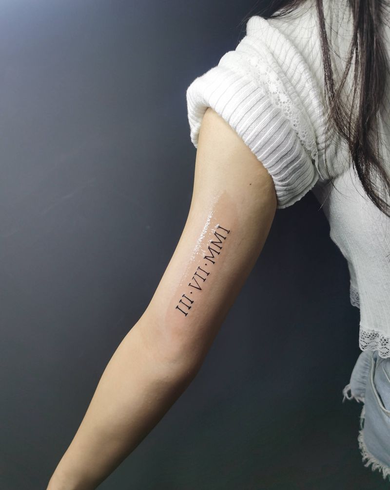 罗马数字纹身图片_手部手臂图腾纹身图案