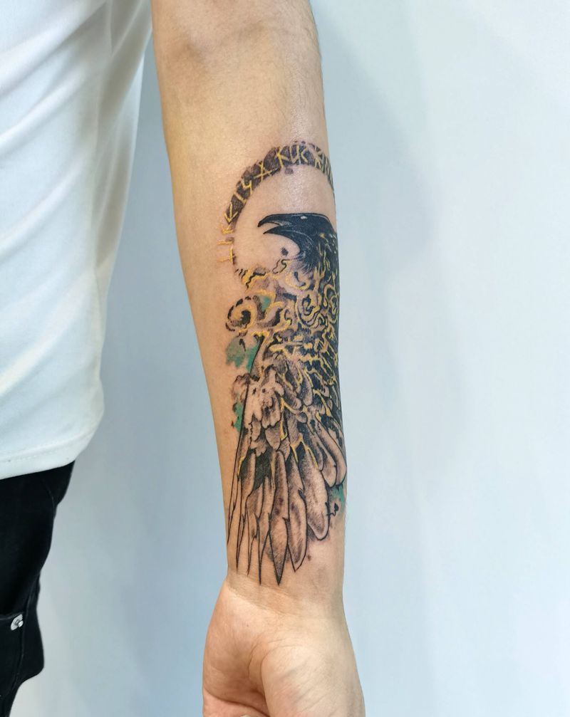 遮盖 符文鸦纹身图片_水墨纹身图案