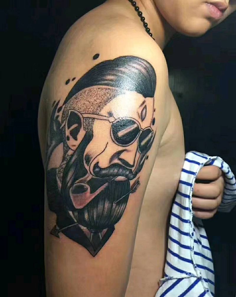 欧美大胡子纹身图片