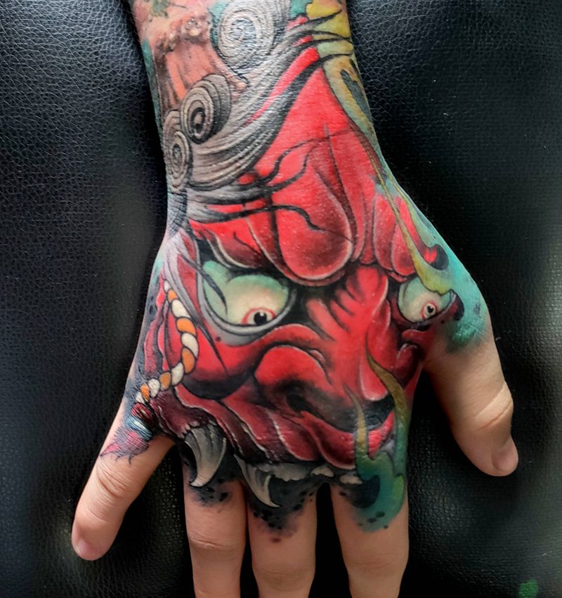 手背，般若纹身图片_手臂手部老传统新传统般若新传统班若手背般若纹身图案