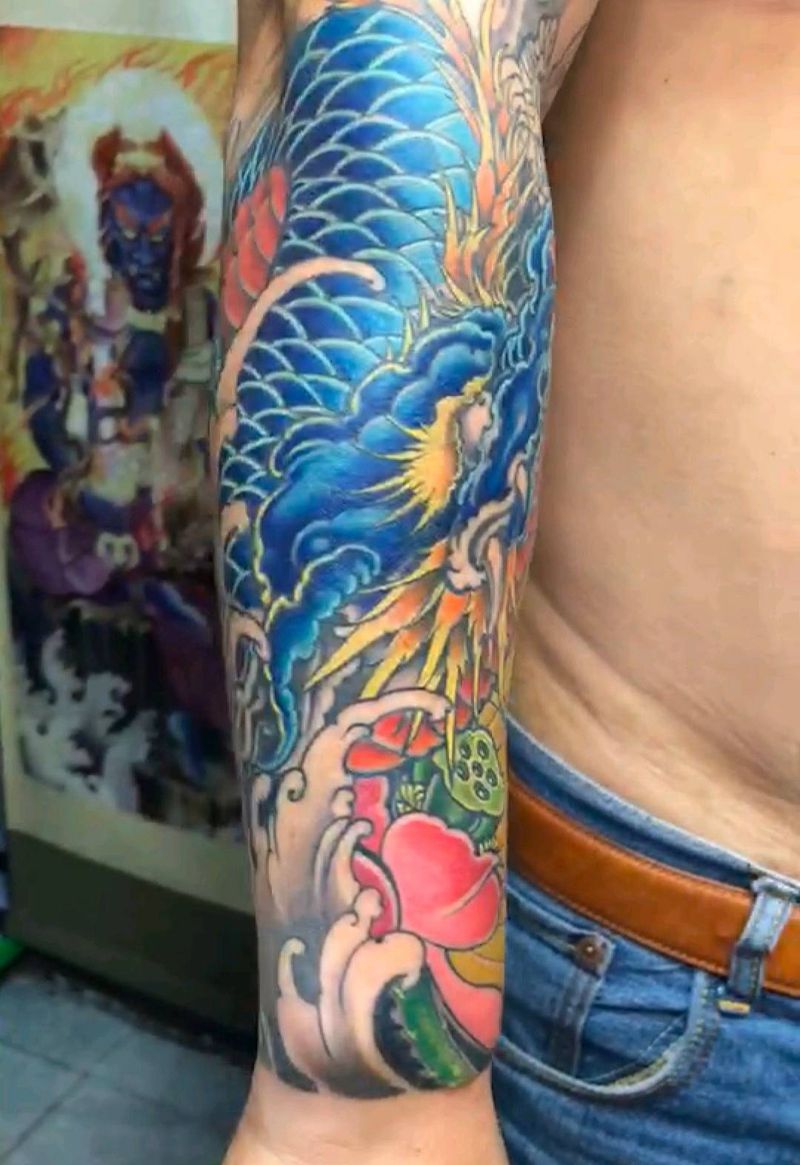小臂龙纹身图片