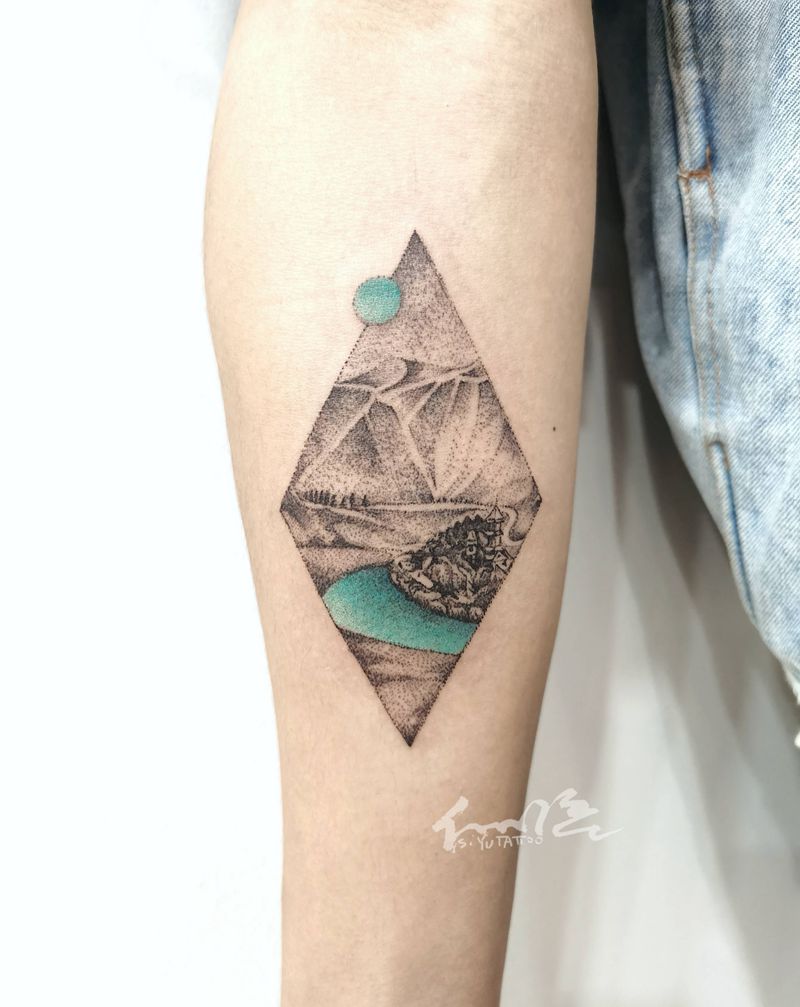 理想之地纹身图片_手臂点刺纹身图案