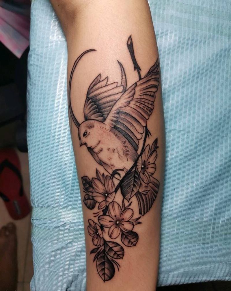 花鸟纹身图片_手臂纹身图案