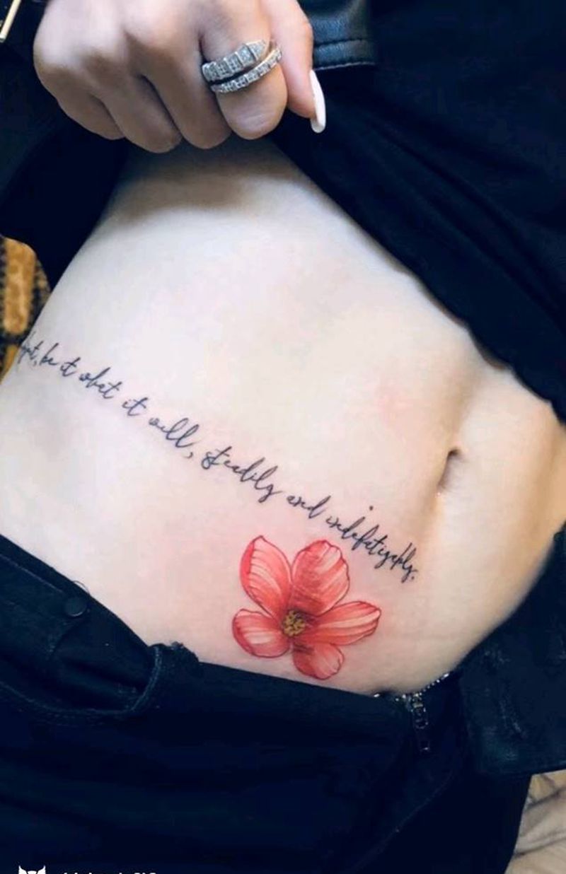 盖疤纹身图片_腹部腰部纹身图案