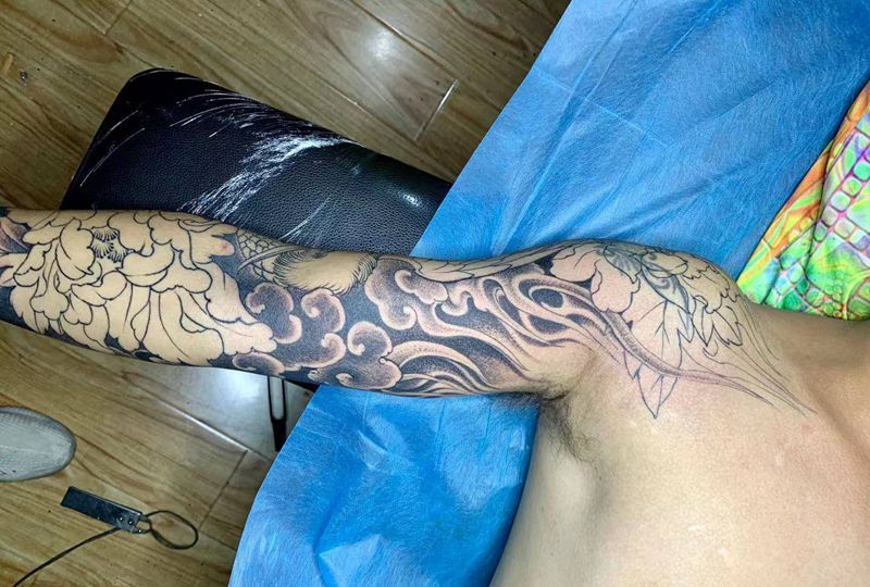 完成50%下次继续纹身图片_手臂新传统纹身图案