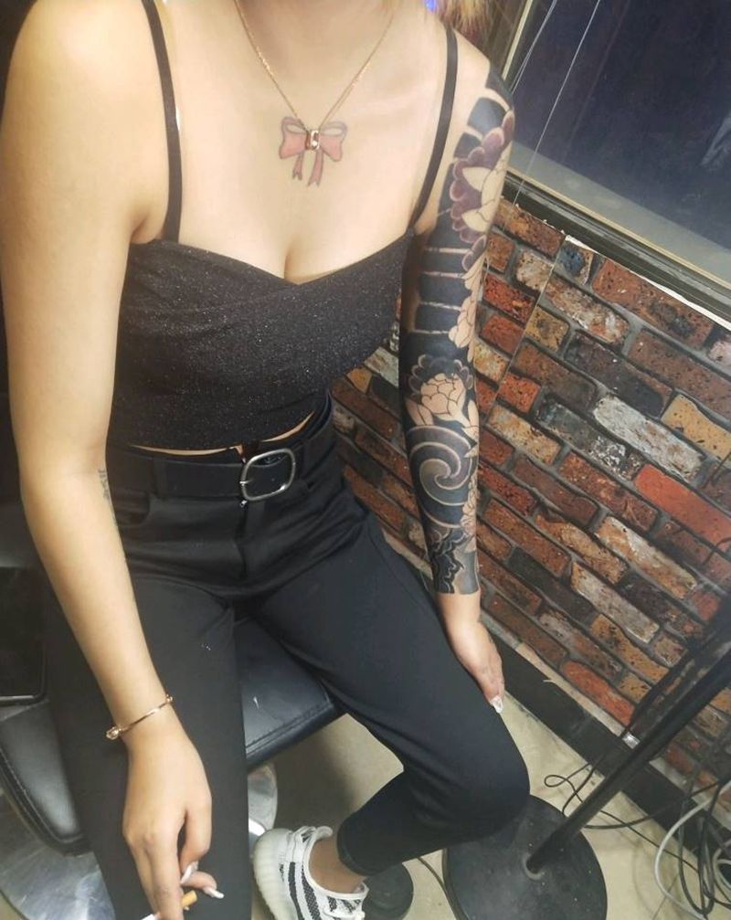 遮盖作品，背景结束，恢复上色纹身图片_手臂纹身图案