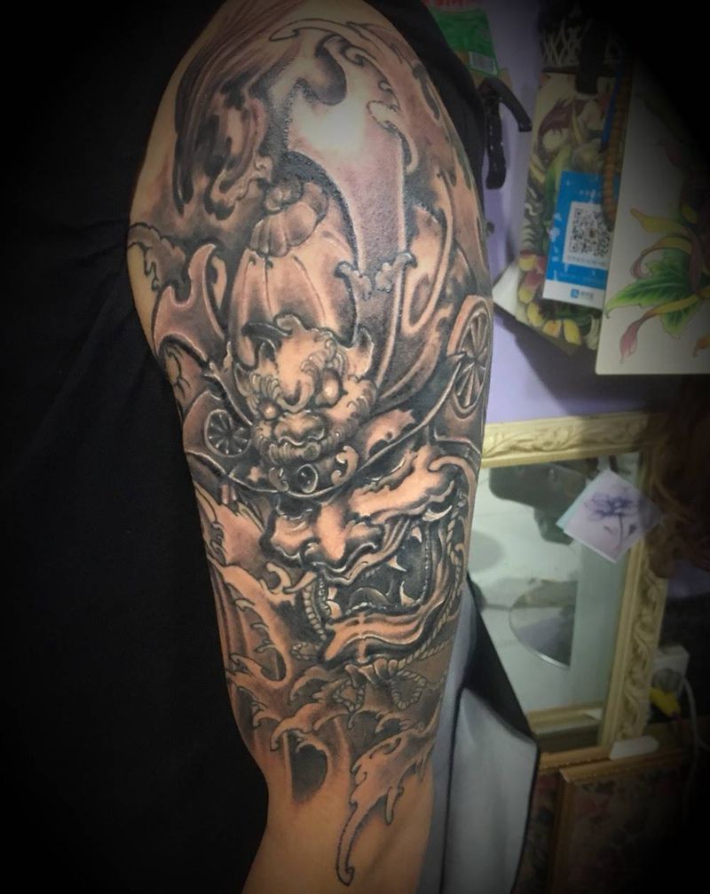 鬼武士纹身图片