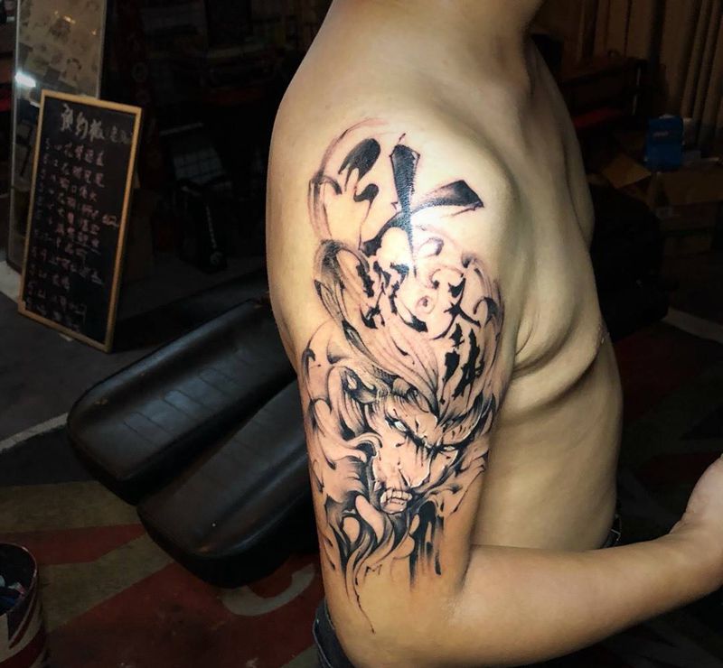 《水墨猴子》纹身图片