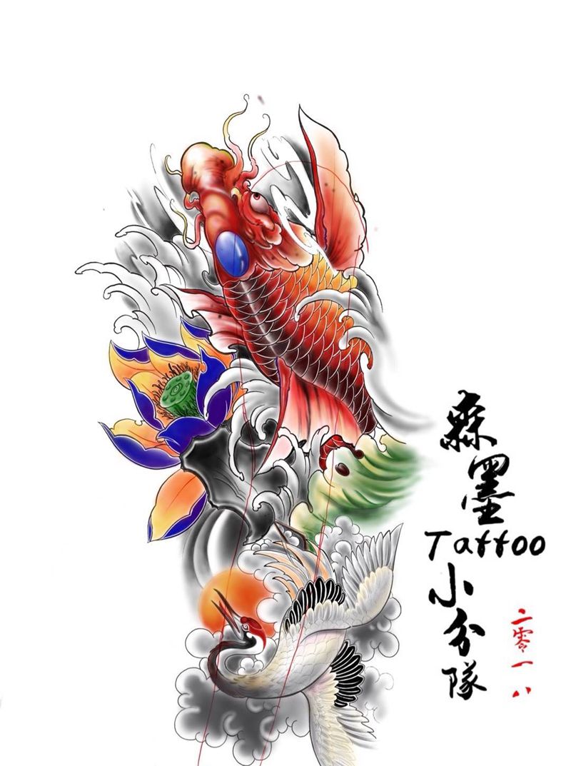 花臂手稿纹身图片