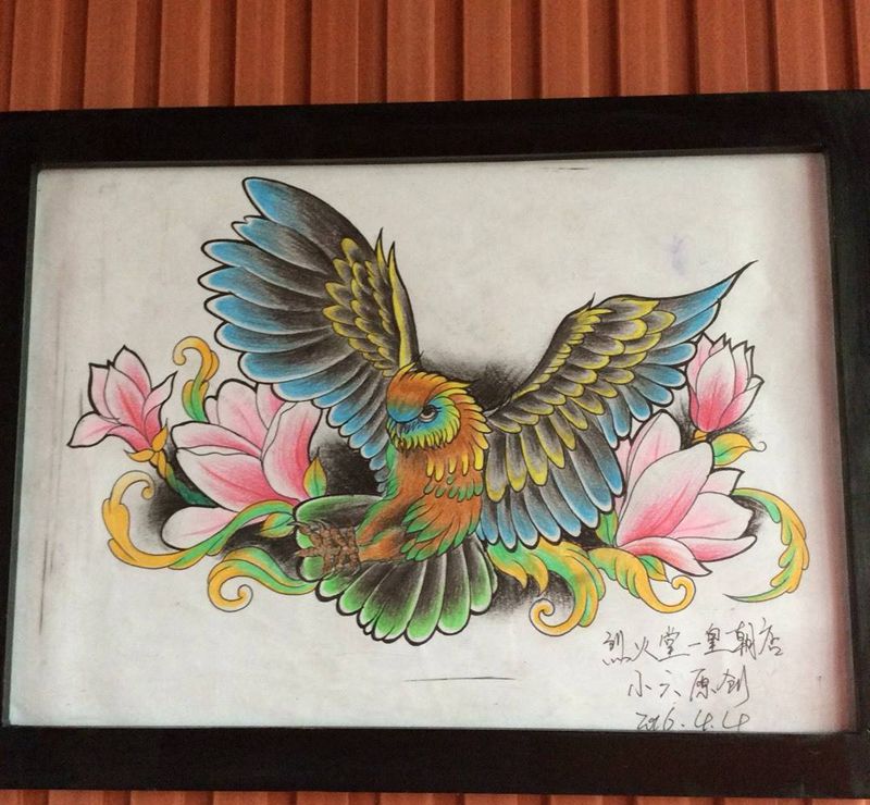 猫头鹰（原创）纹身图片_手稿背部胸部欧美动物纹身图案