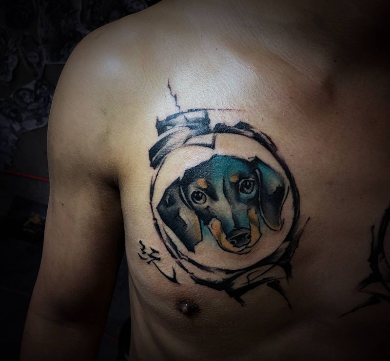 孩子生肖纹身图片_水墨纹身图案