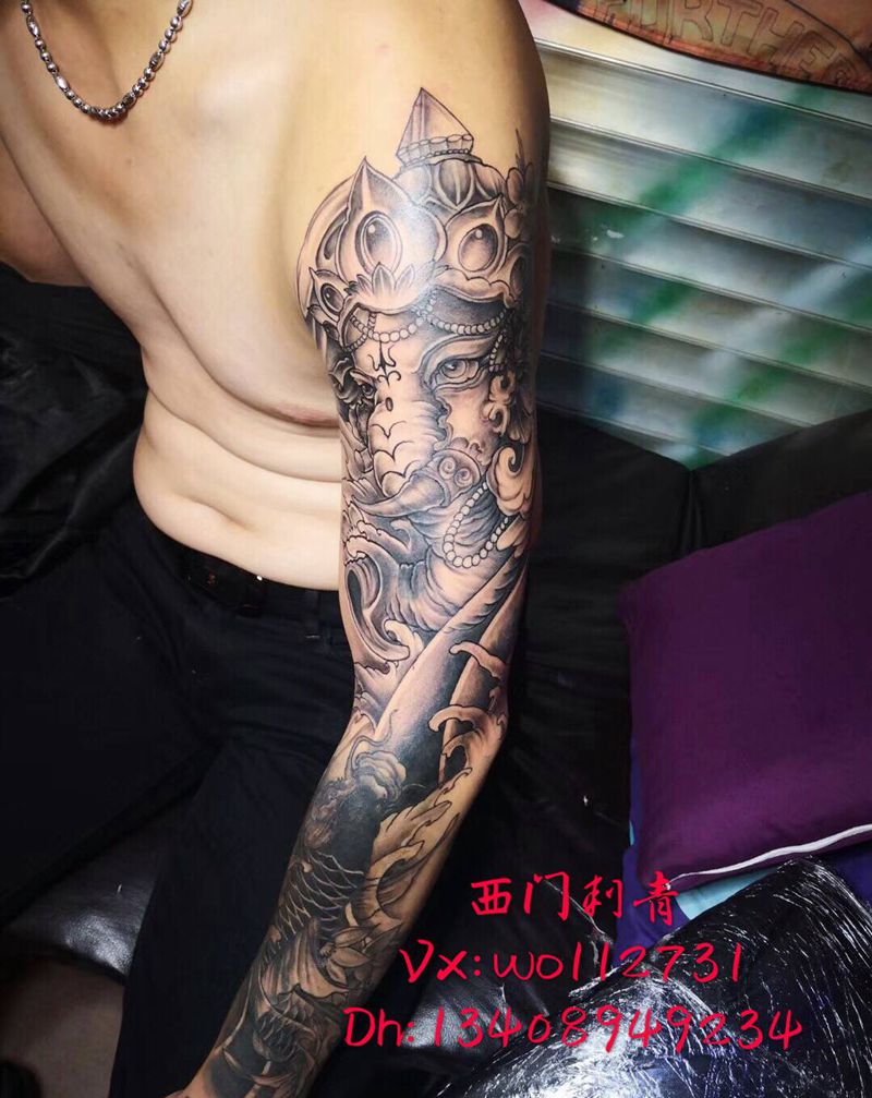 花臂盖图纹身图片_手臂新传统纹身图案