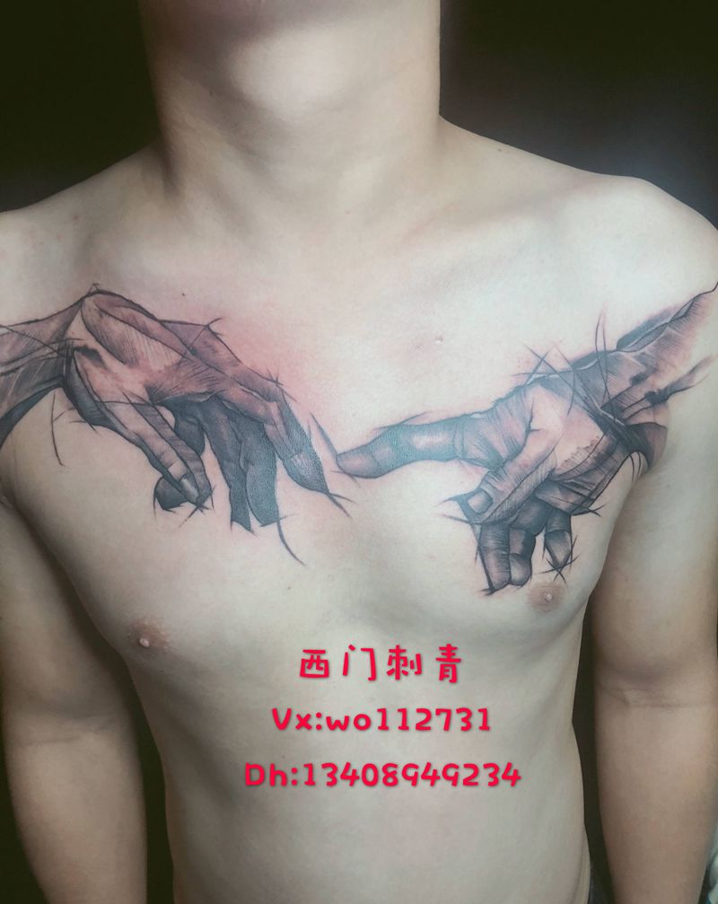 比例喜欢的一个作品纹身图片_胸部几何纹身图案