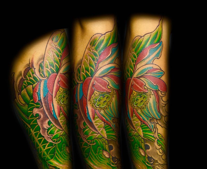 绿鲤鱼纹身图片_手臂纹身图案