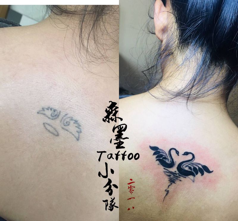 遮盖纹身图片_背部小清新纹身图案