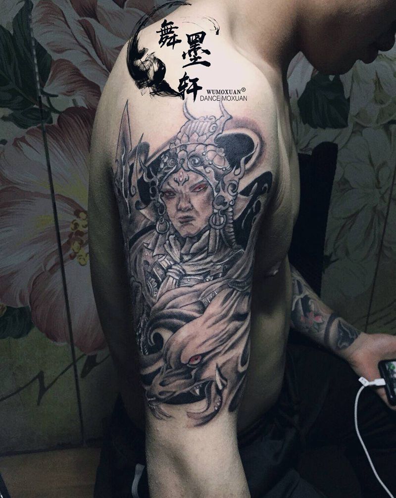 二郎纹身图片_手臂新传统纹身图案