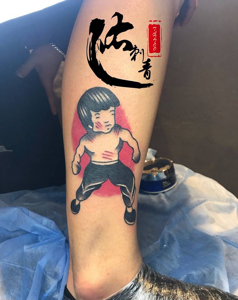 动漫版李小龙纹身图片_动漫纹身图案