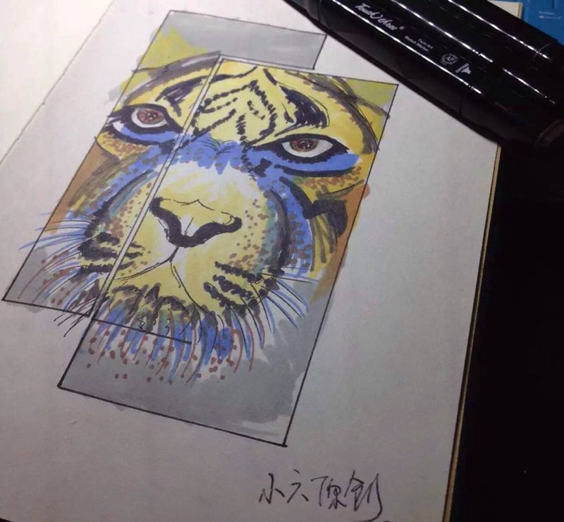 原创《虎》纹身图片_手稿清新纹身图案