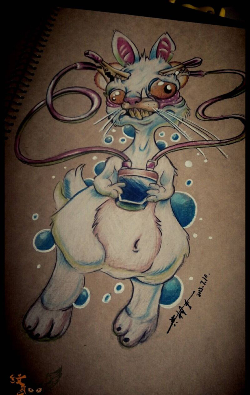 兔子纹身图片_手稿纹身图案