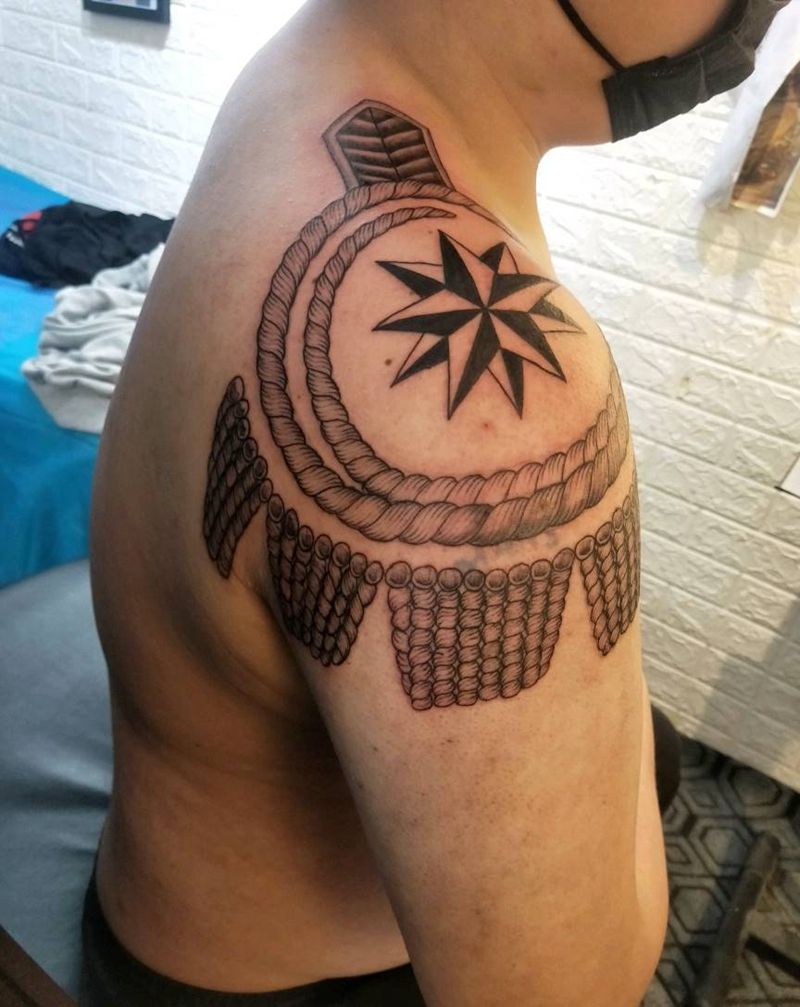 肩章纹身图片_肩部几何纹身图案