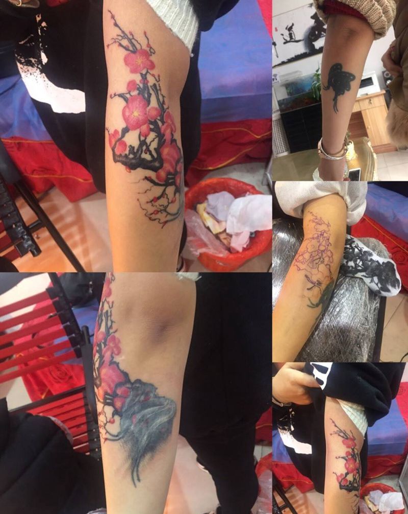 桃花盖的纹身图片